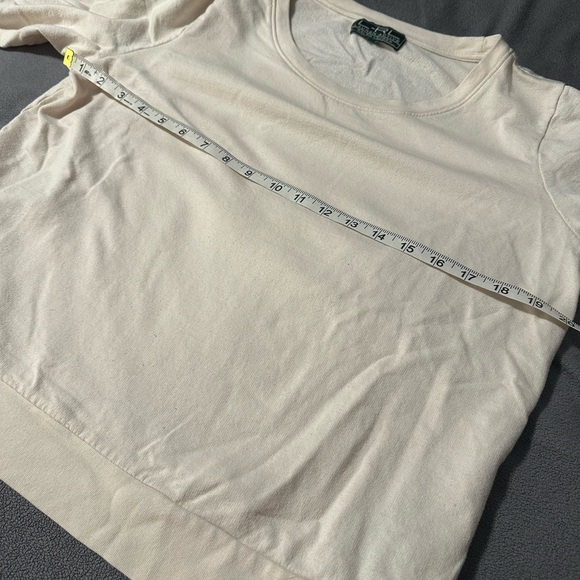 Cream Pullover with Aztec Embroidered Sleeves. LRL Women’s Pullover. Crew Neck. - Picture 4 of 11